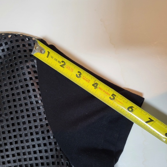 Black Leather Short Sleeve Mesh Top by TROUVE - Picture 7 of 9